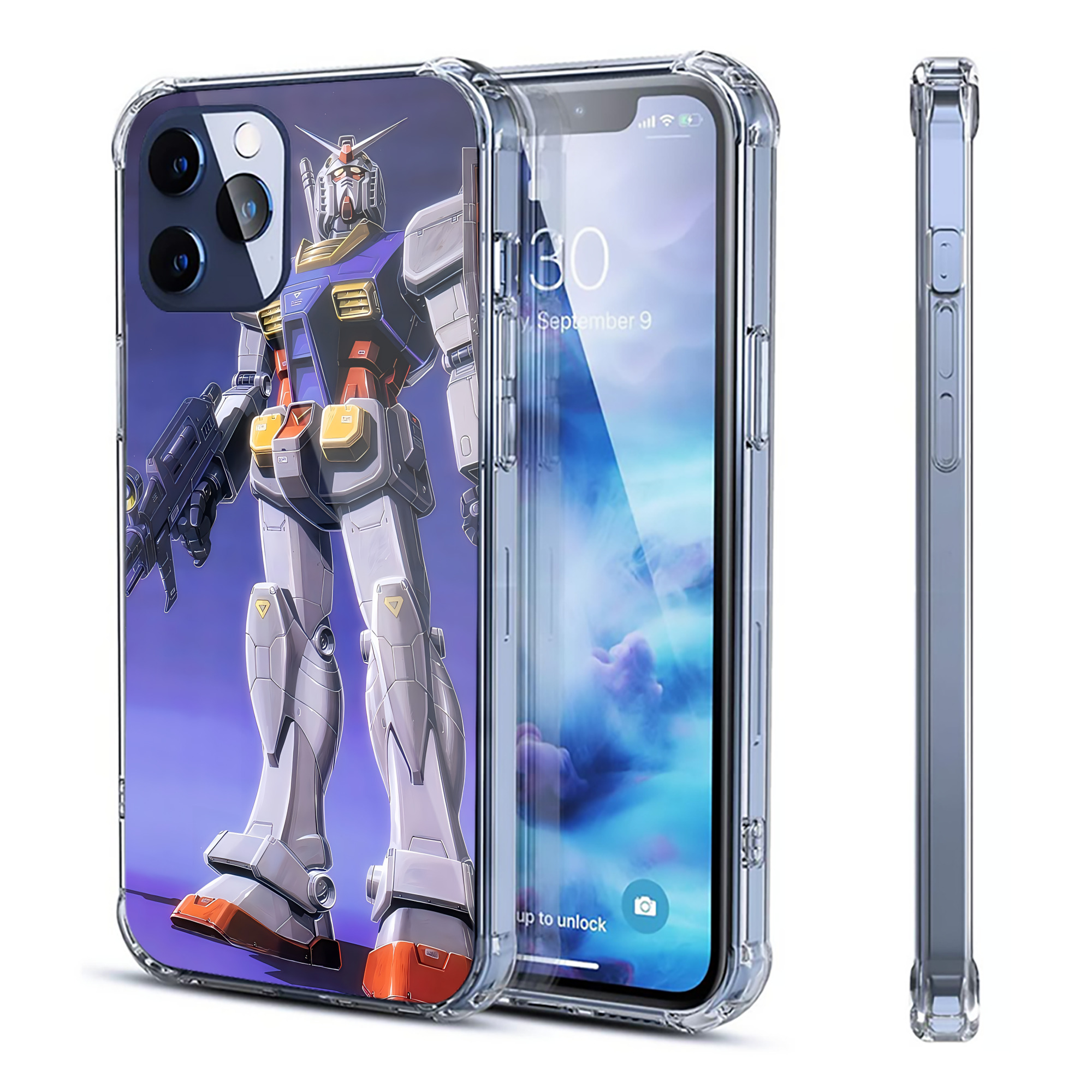 （画像用） 機動戦士ガンダム Mobile Suit Gundam 【iPhone 12シリーズ対応】透明スマホケース（クリアソフトケース）